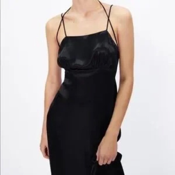 Zara MIDI SLIP SATIN DRESS Straight Neck w/versatile Spaghetti Straps - Picture 7 of 15